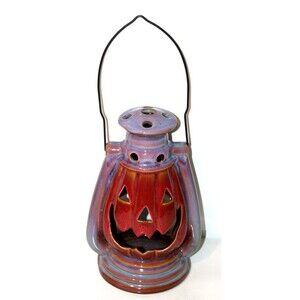 Direct International Stoneware Pumpkin Jack O Lantern Candle Holder Tea Light